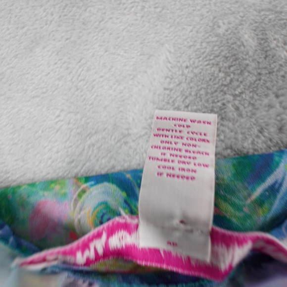 Leoma Lovegrove Womens Blouse L Seahorse Colorful Artsy Split Sleeve Crochet Tie - Picture 10 of 12